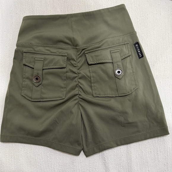 Firm Abs Olive Green Women's Athletic Shorts - Picture 2 of 4